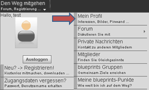 Über das Menü zum eigenen Profil
