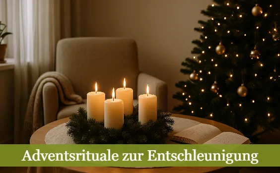 Adventskranz im Wohnzimmer - Text: Adventsrituale zur Entschleunigung