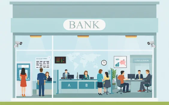 Grafik des Geschehens in einer Bank