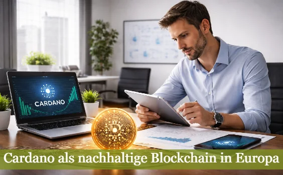 Mann im Büro beim Studieren des Cardano-Kurses