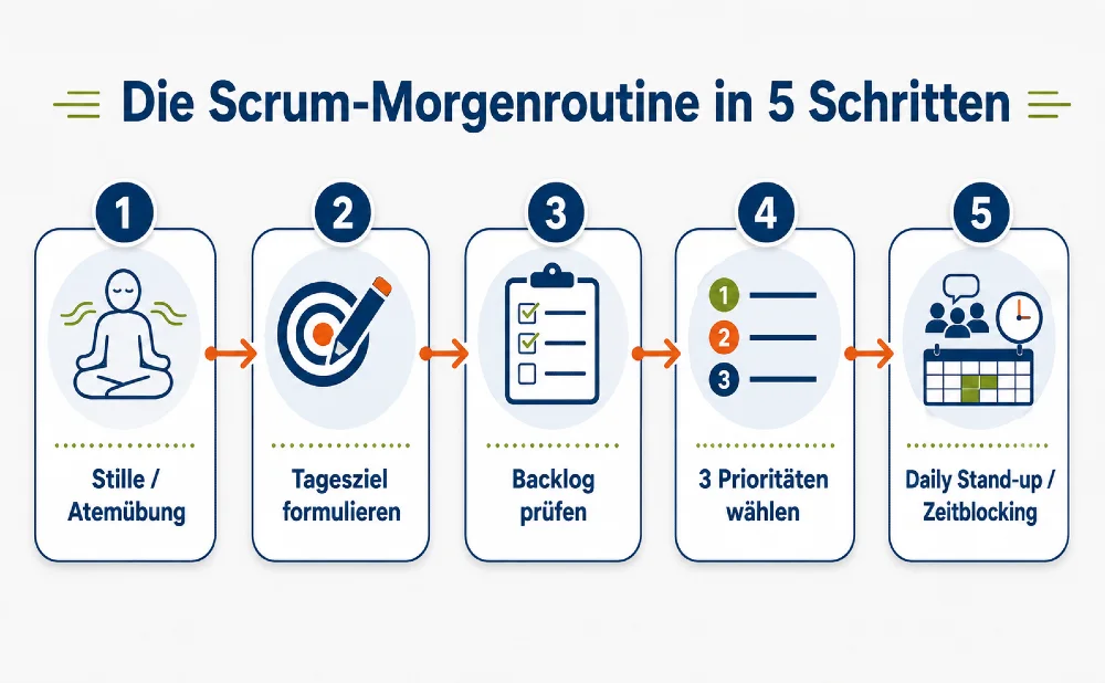 die 5 schritte der scrum morgenroutine