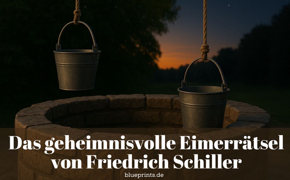 Zwei Eimer und ein Brunnen bei Nacht