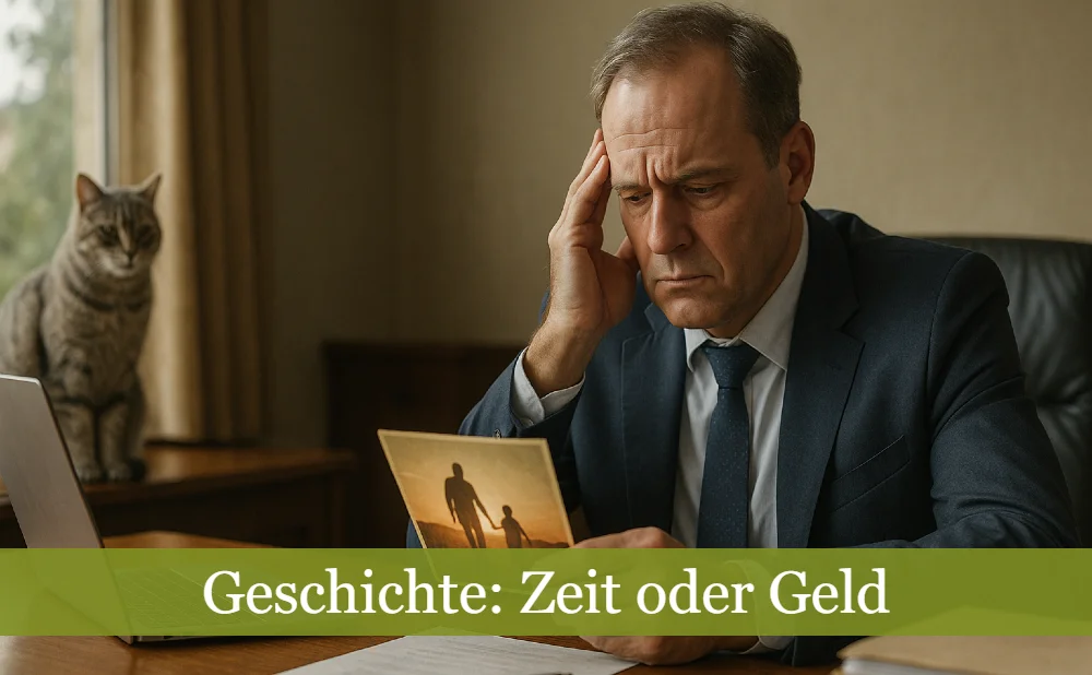 Geschichte über Zeit oder Geld – Banker über ein Foto