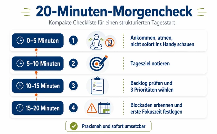 morgencheck in 20 minuten