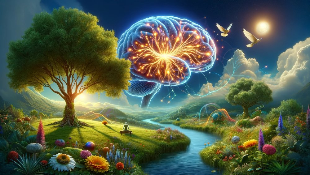 Symbolhafte Darstellung von Neuroplastitzität und Freude