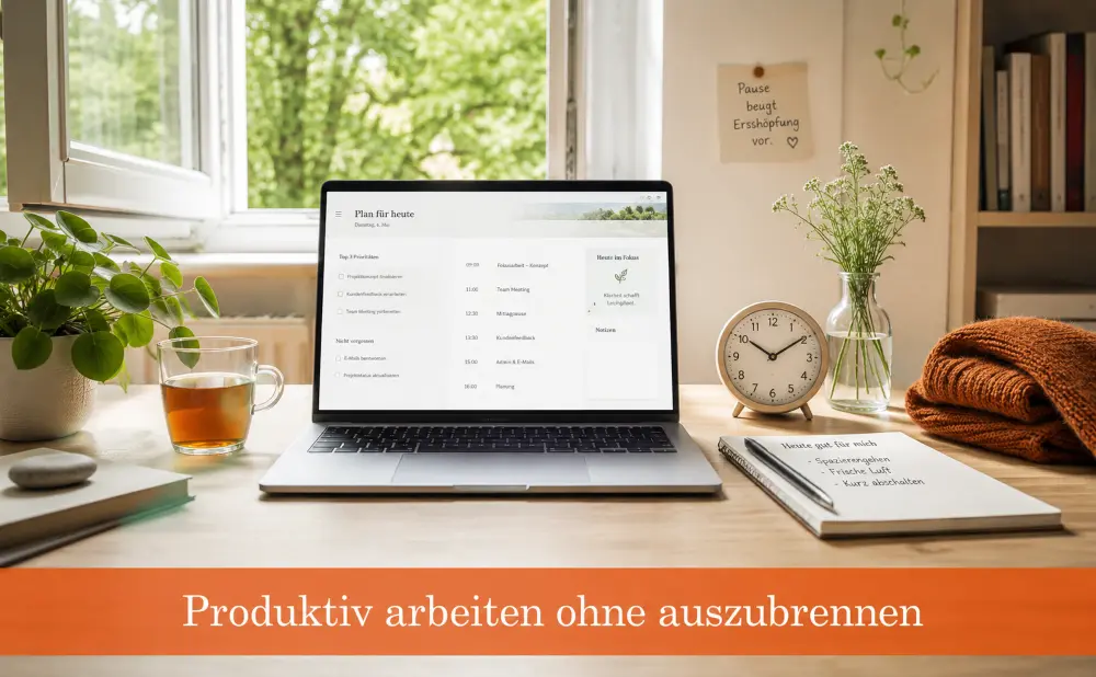 Aufgeräumter Schreibtisch für produktives Arbeiten