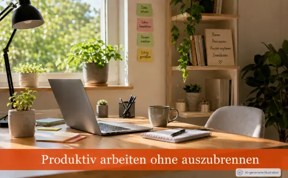Produktiver Arbeitsplatz im Sonnenlicht