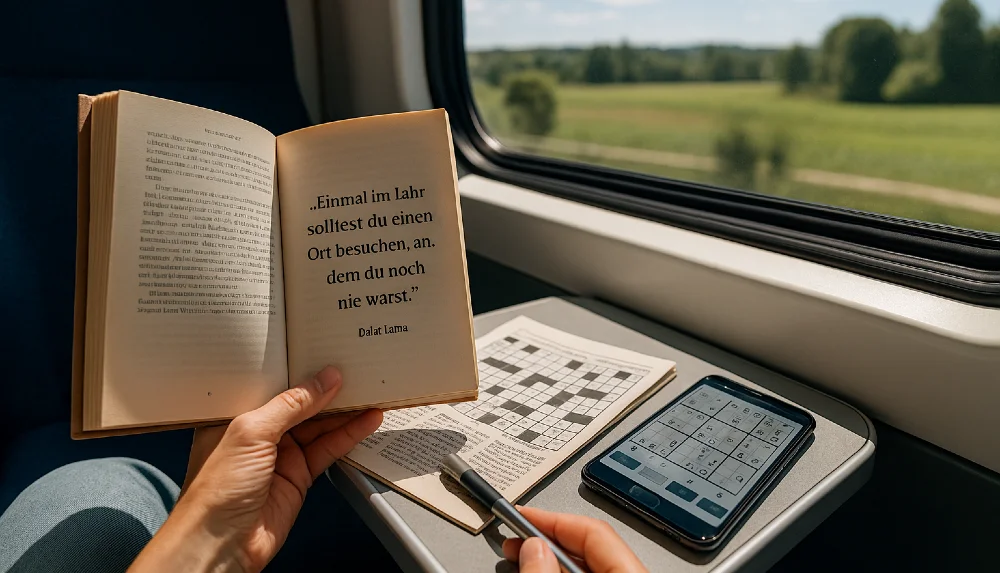 Rätseln im Zug mit Zitaten