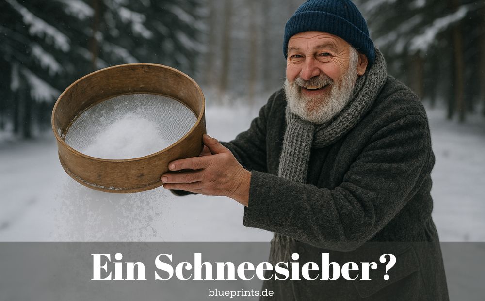 Ein Mann siebt Schnee.