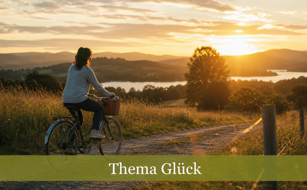 thema glueck fahrrad sonnenuntergang