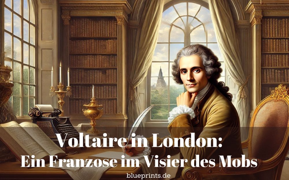 Voltaire am Schreibtisch (KI generiertes Bild)