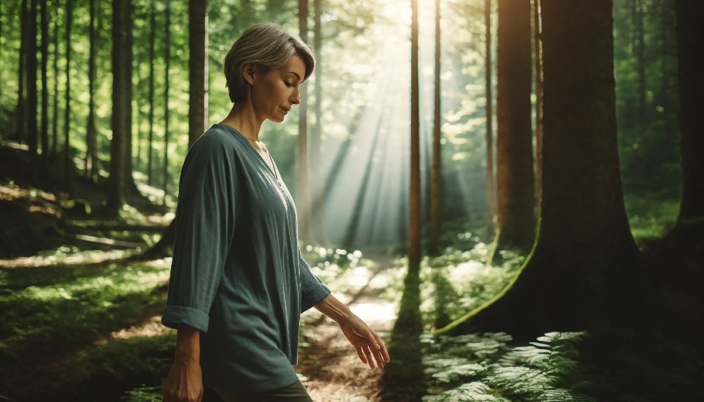 waldspaziergang frau gruen 1000