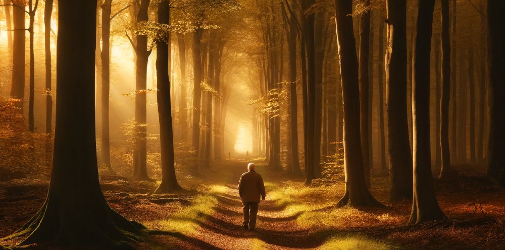 waldspaziergang herbstsonne golden 1000