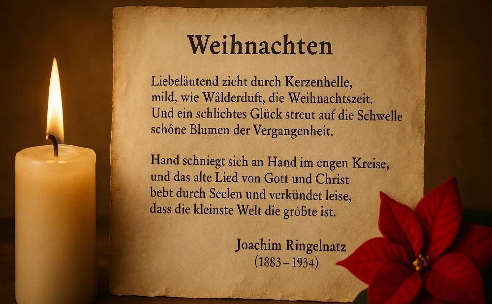 Weihnachten (von Joachim Ringelnatz) Das Gedicht auf Papier