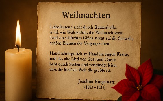 Weihnachten (von Joachim Ringelnatz) Das Gedicht auf Papier