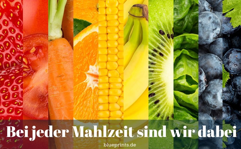 Buntes Bild mit Früchten