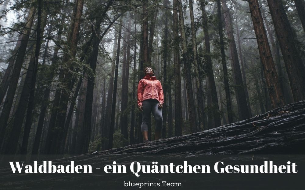 Eine Frau steht in einem Wald ...
